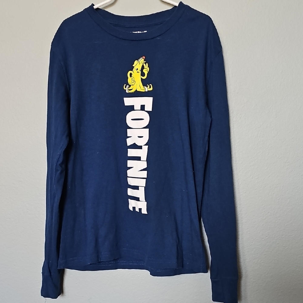 Fortnite Size 8 Cotton Kids Navy Long Sleeve Tee